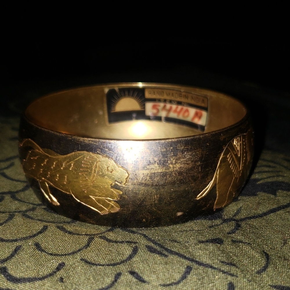Gold and Black Animal Motif Bangle